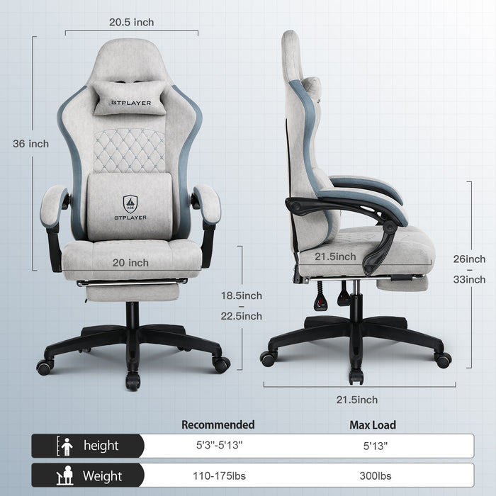 LR002 Spring Pocket Gaming Chair, Gray